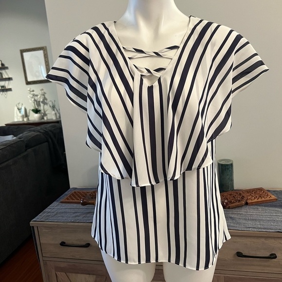 Cato white and black striped top - Picture 1 of 3